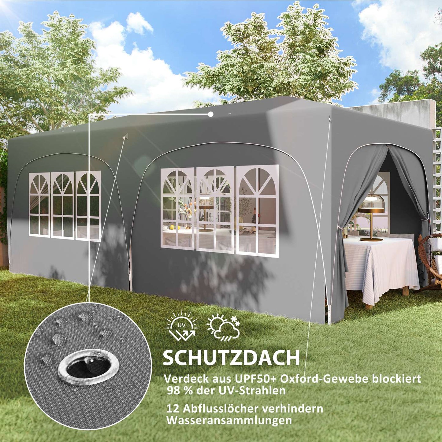 Pop-Up Gazebo 3x6m, water-repellent, UV 50+, foldable