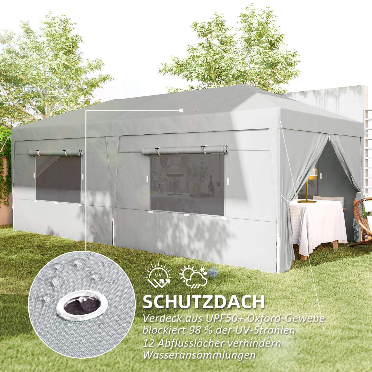 Pop-Up Gazebo 3x6m, water-repellent, UV50+ protection