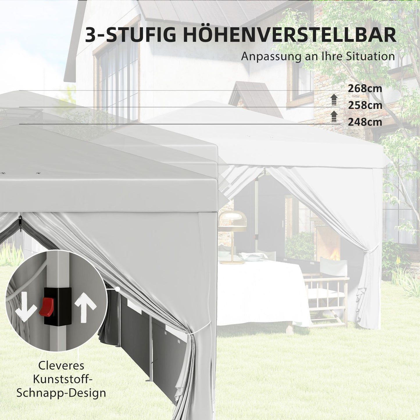 Pop-Up Gazebo 3x6m, water-repellent, UV50+ protection
