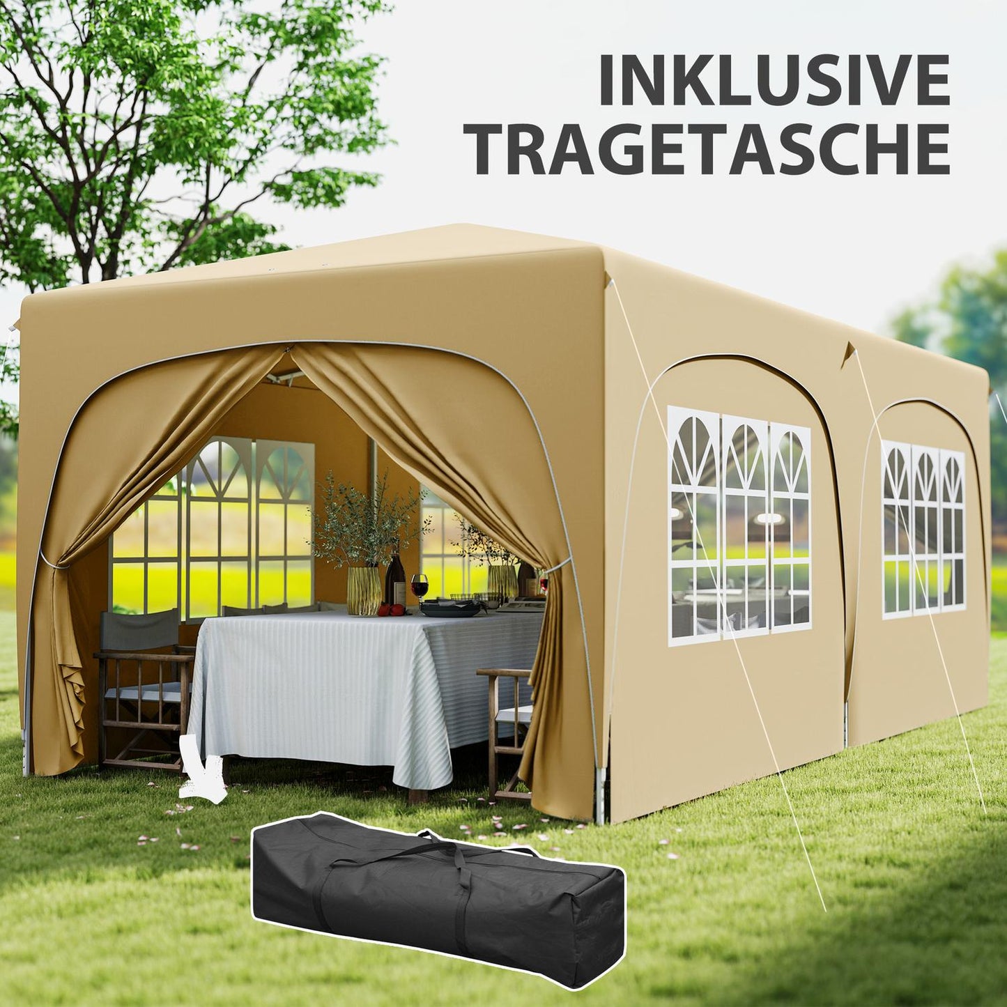 3x6m water resistant pop-up gazebo, UV50+, 6 panels