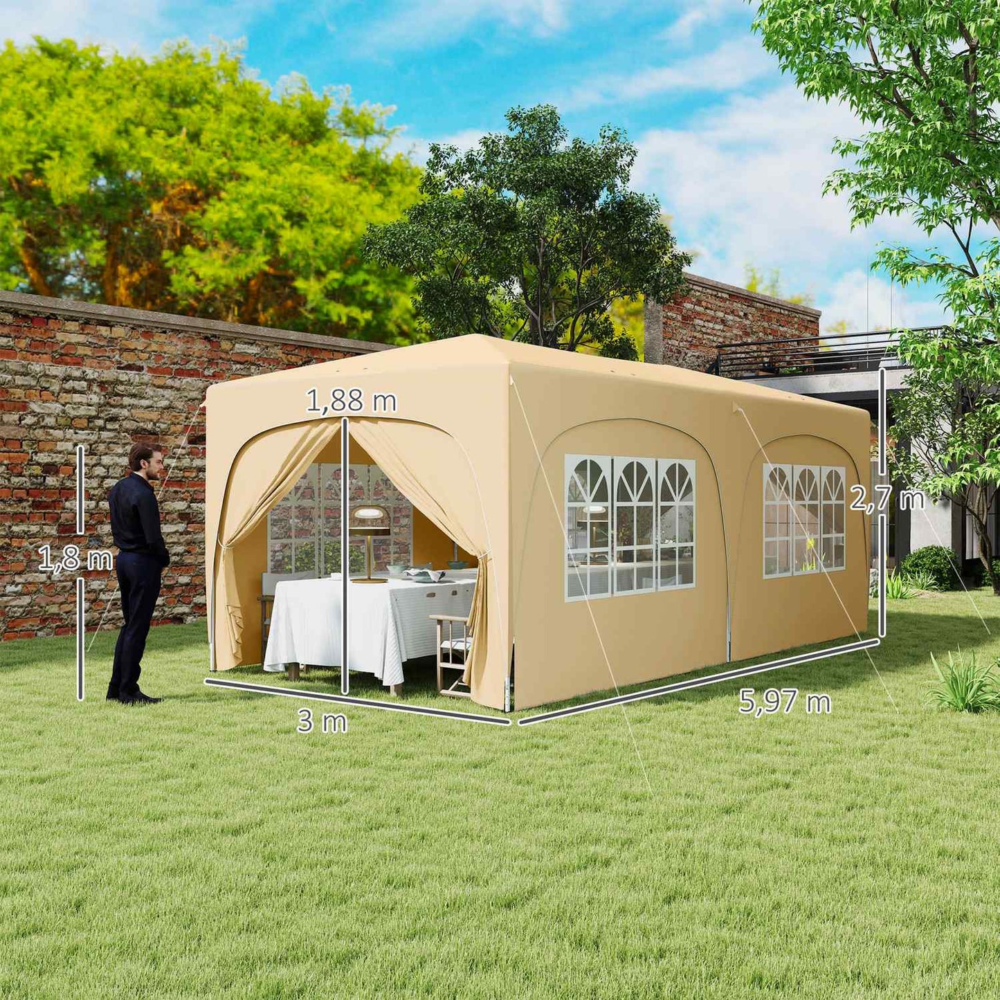 3x6m water resistant pop-up gazebo, UV50+, 6 panels
