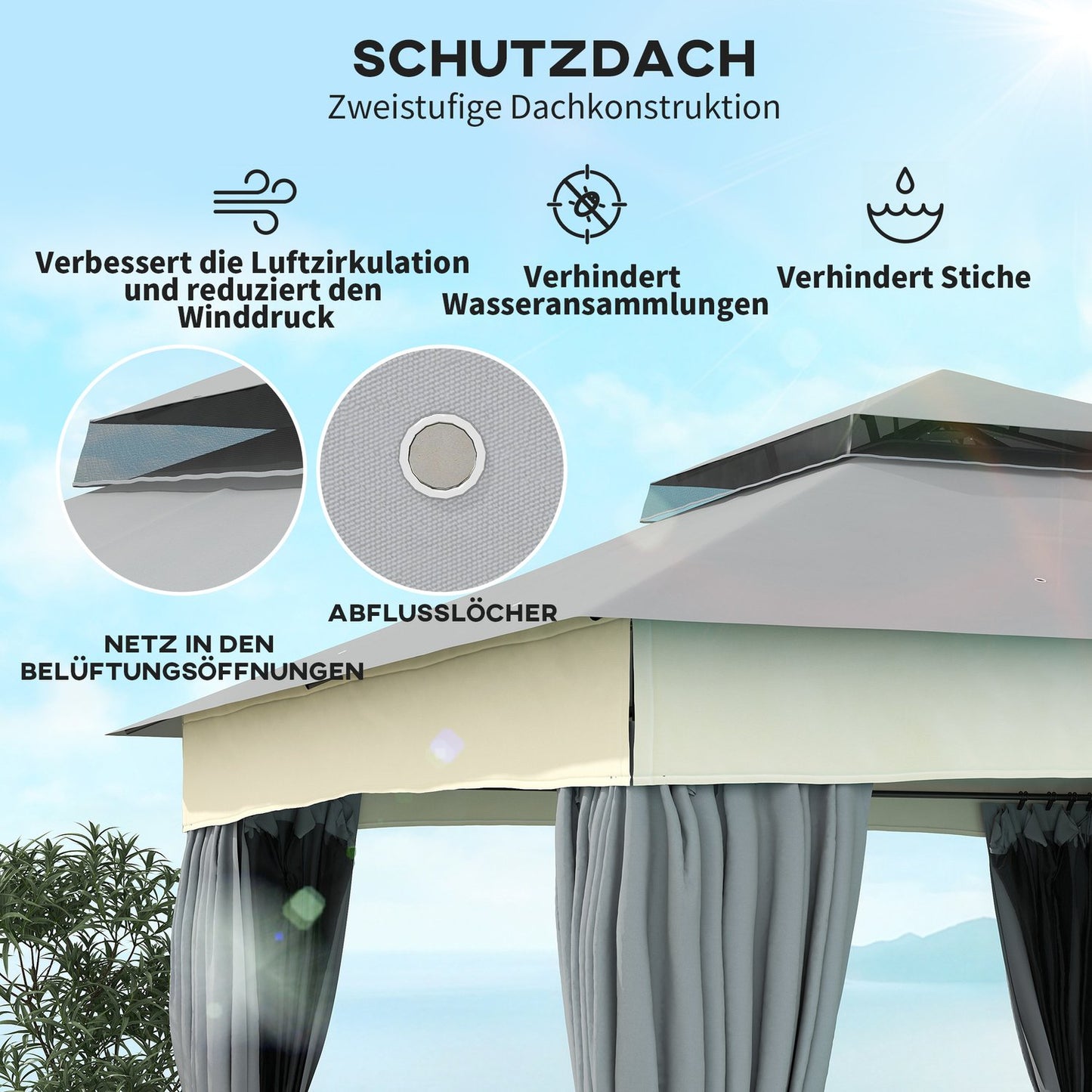 Dark gray 3x3m Metal Gazebo - Water resistant, stable