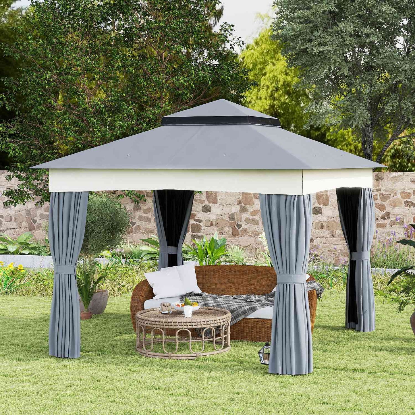 Dark gray 3x3m Metal Gazebo - Water resistant, stable