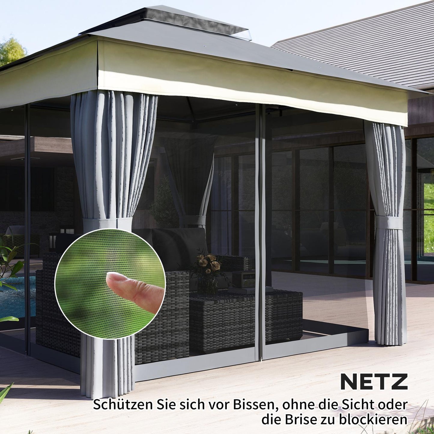Dark gray 3x3m Metal Gazebo - Water resistant, stable