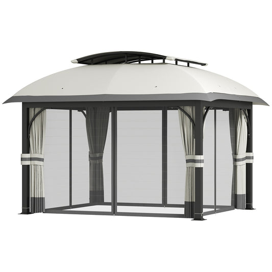 Gazebo with double roof, water repellent, 4x3.3 m