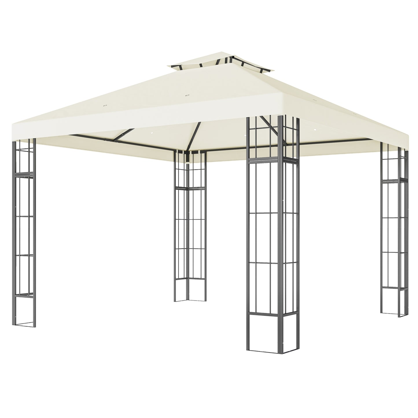 Creamy white 3x3m metal gazebo - UV and water resistant