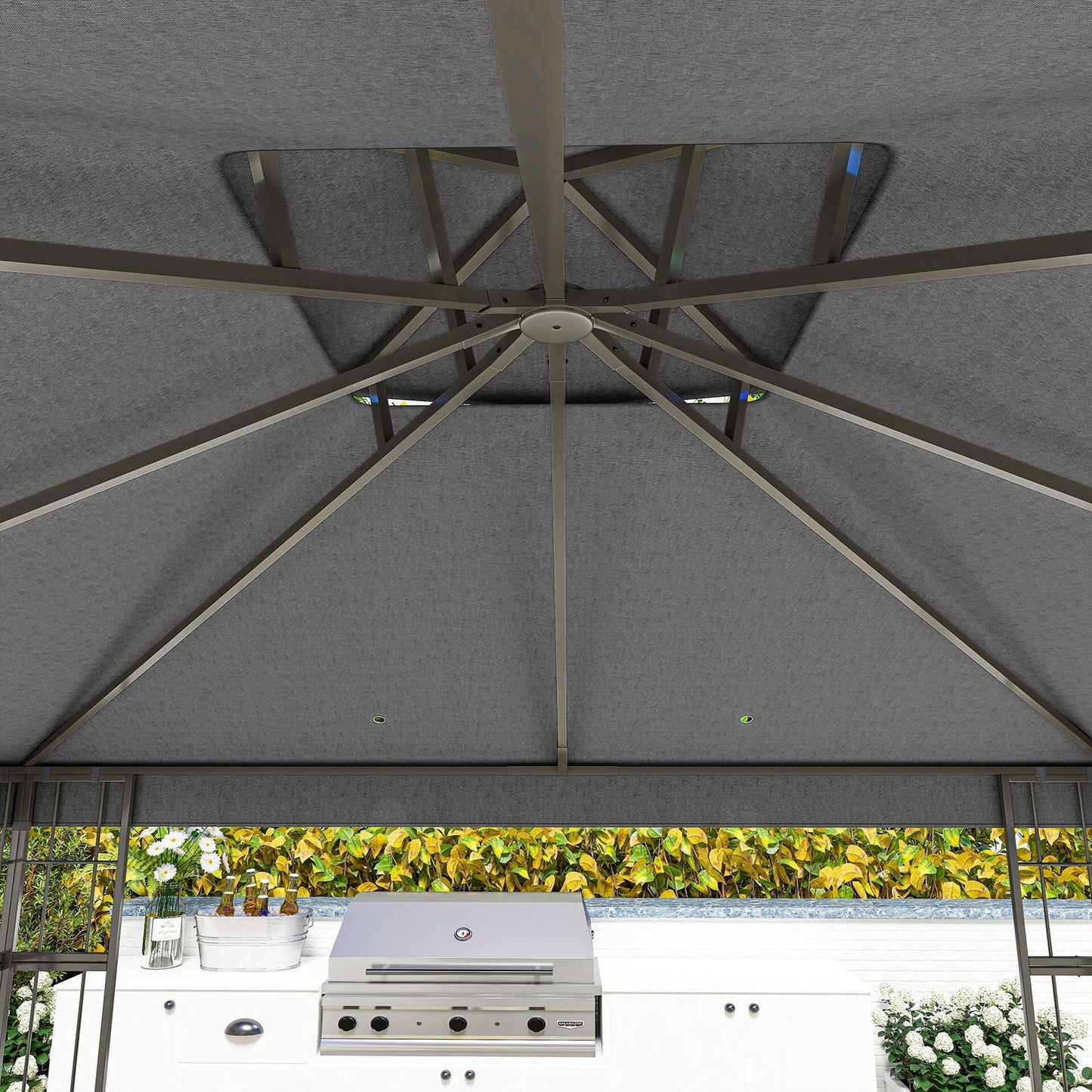 Water-repellent 3x3m Gazebo, UV protection, dark grey