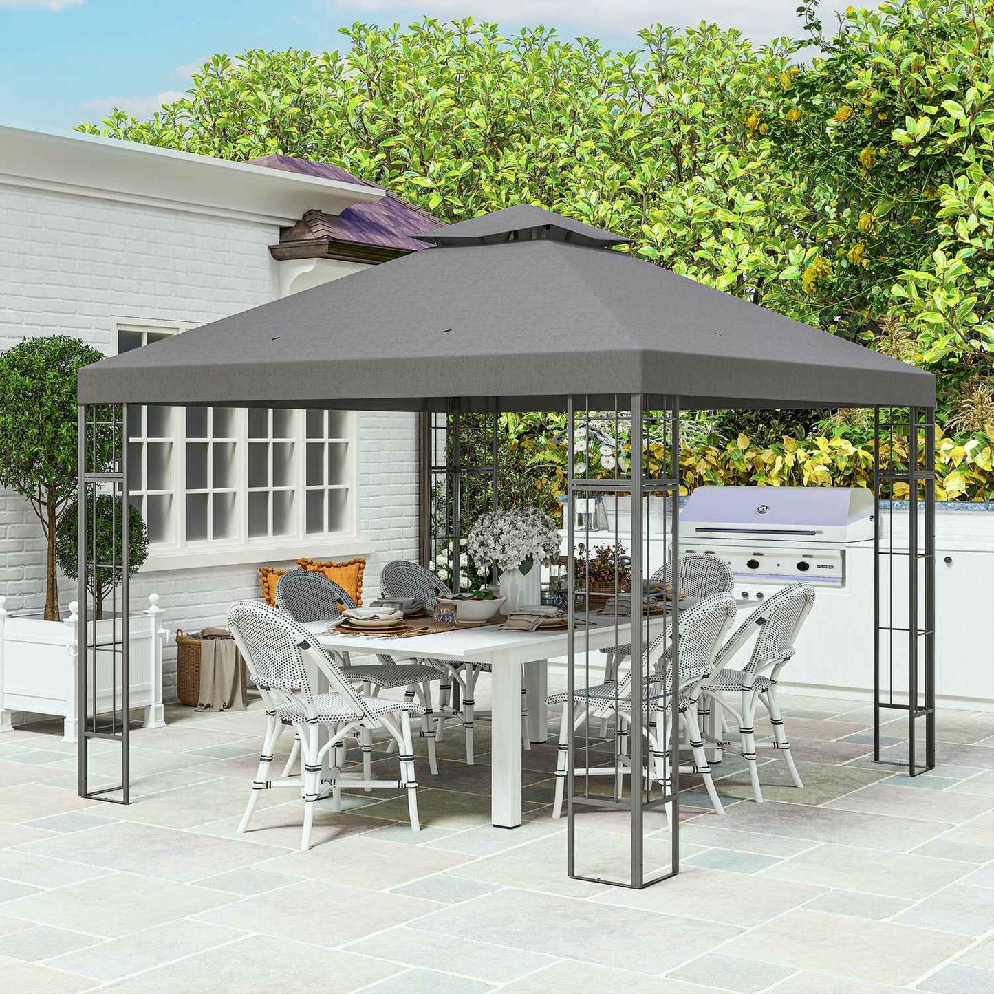 Water-repellent 3x3m Gazebo, UV protection, dark grey