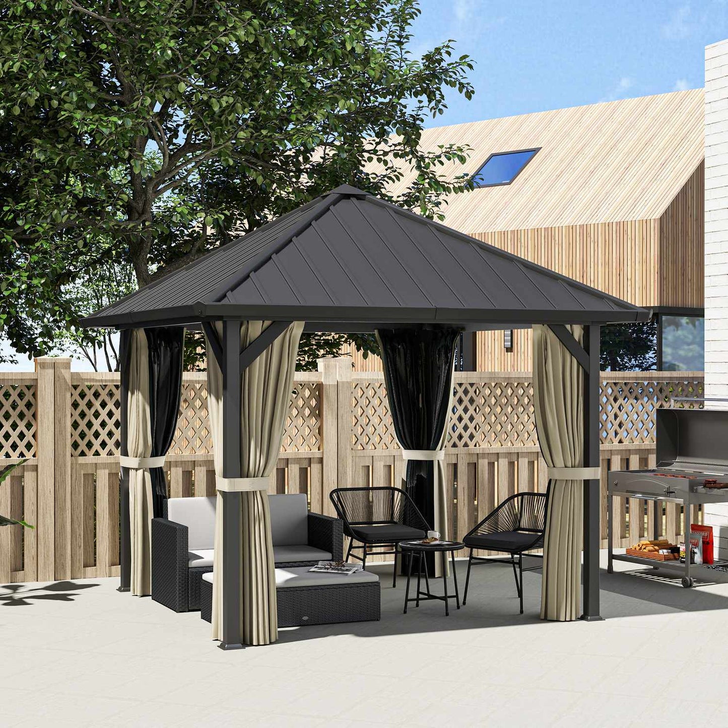 Dark gray Metal Gazebo, 3x3m, Waterproof & Winterproof