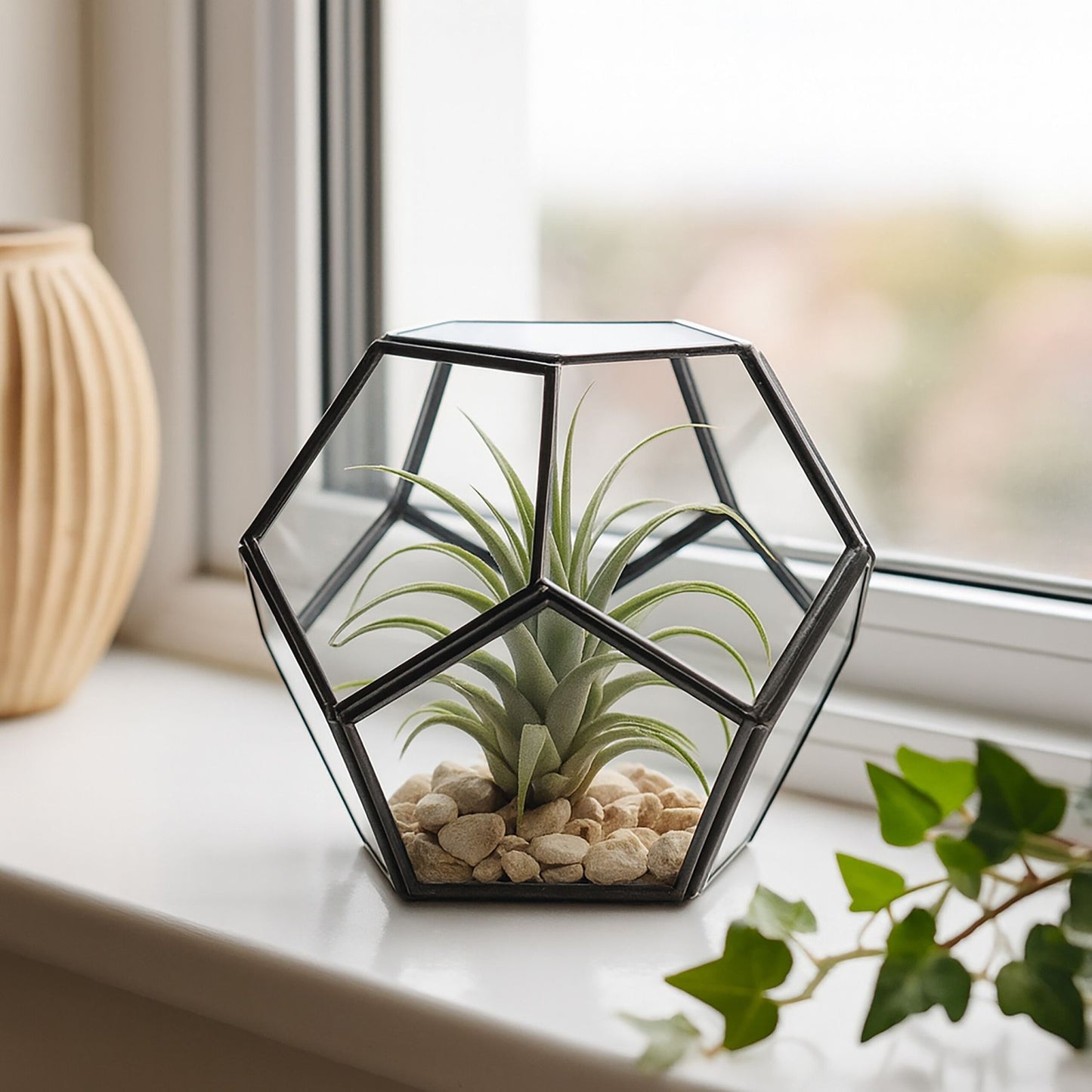 Geometric Glass Terrarium – Open Design for Indoor Plants