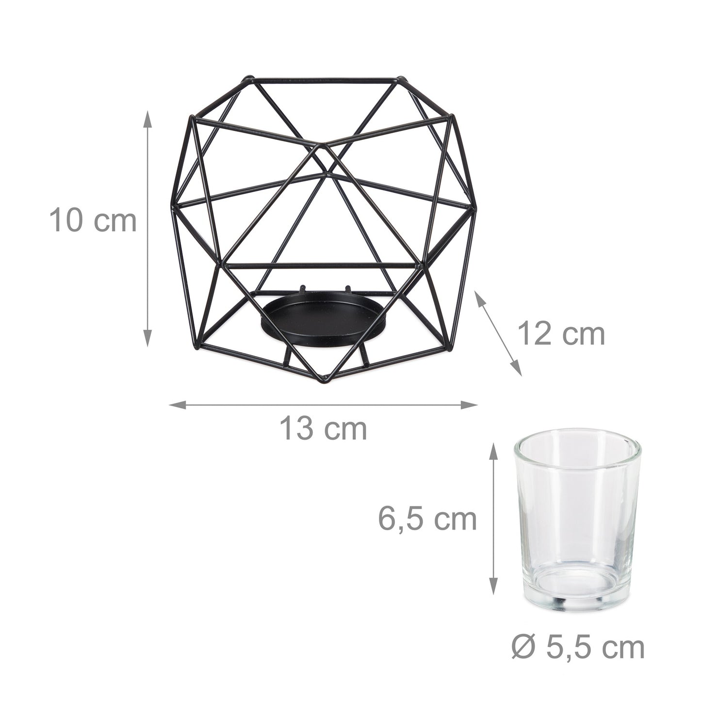 Geometric Metal Tealight Candle Holders, Set of 2