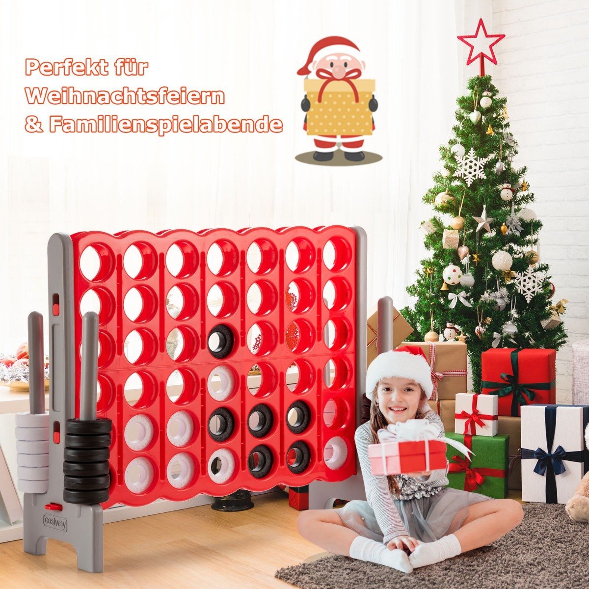 Giant Match 4 Game Giant Playset 104cm Row Game Board with Jumbo Rings & Quick Release Sliders