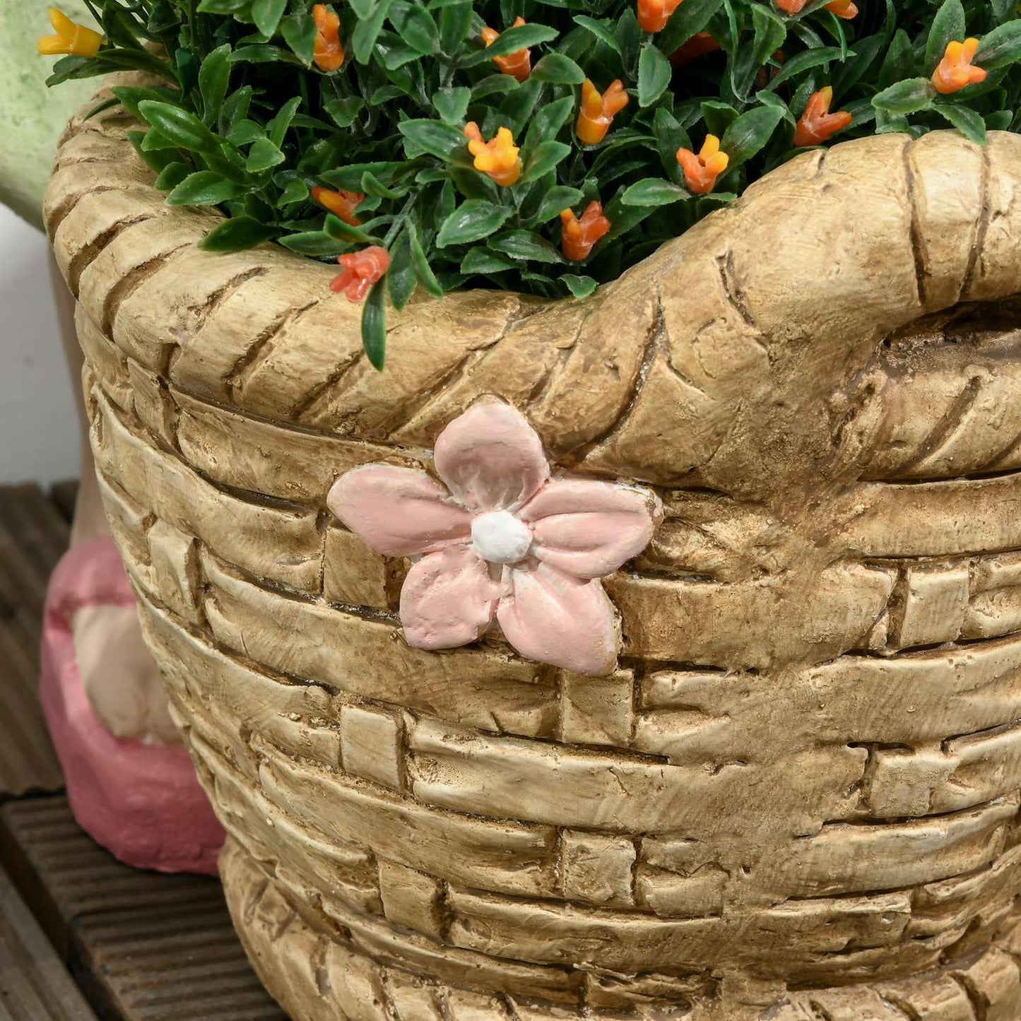 Garden figurine - girl with flowerpot, weatherproof sculpture