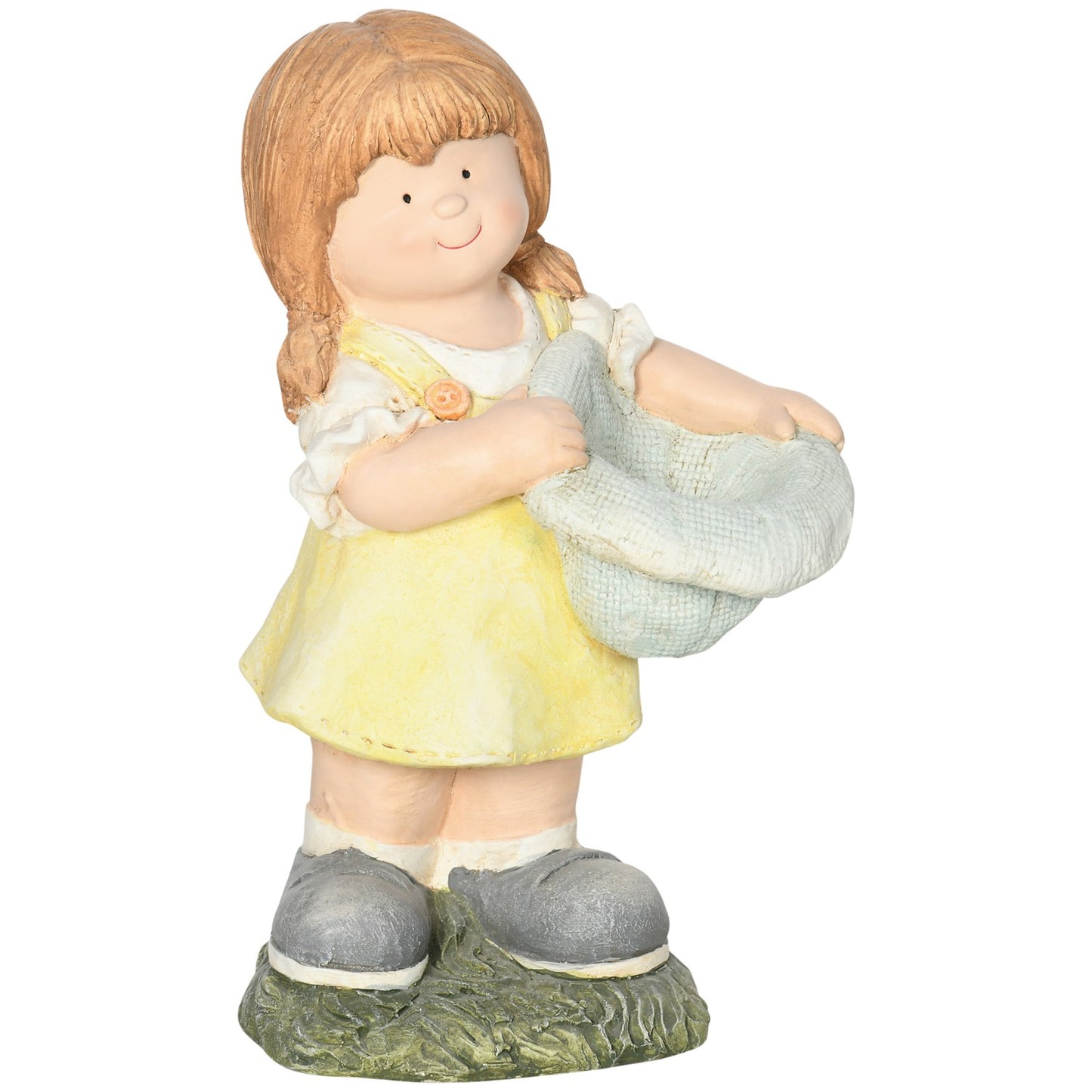 Weatherproof garden statue, 45 cm girl with hat ornament