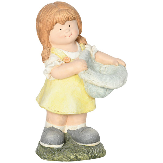 Weatherproof garden statue, 45 cm girl with hat ornament
