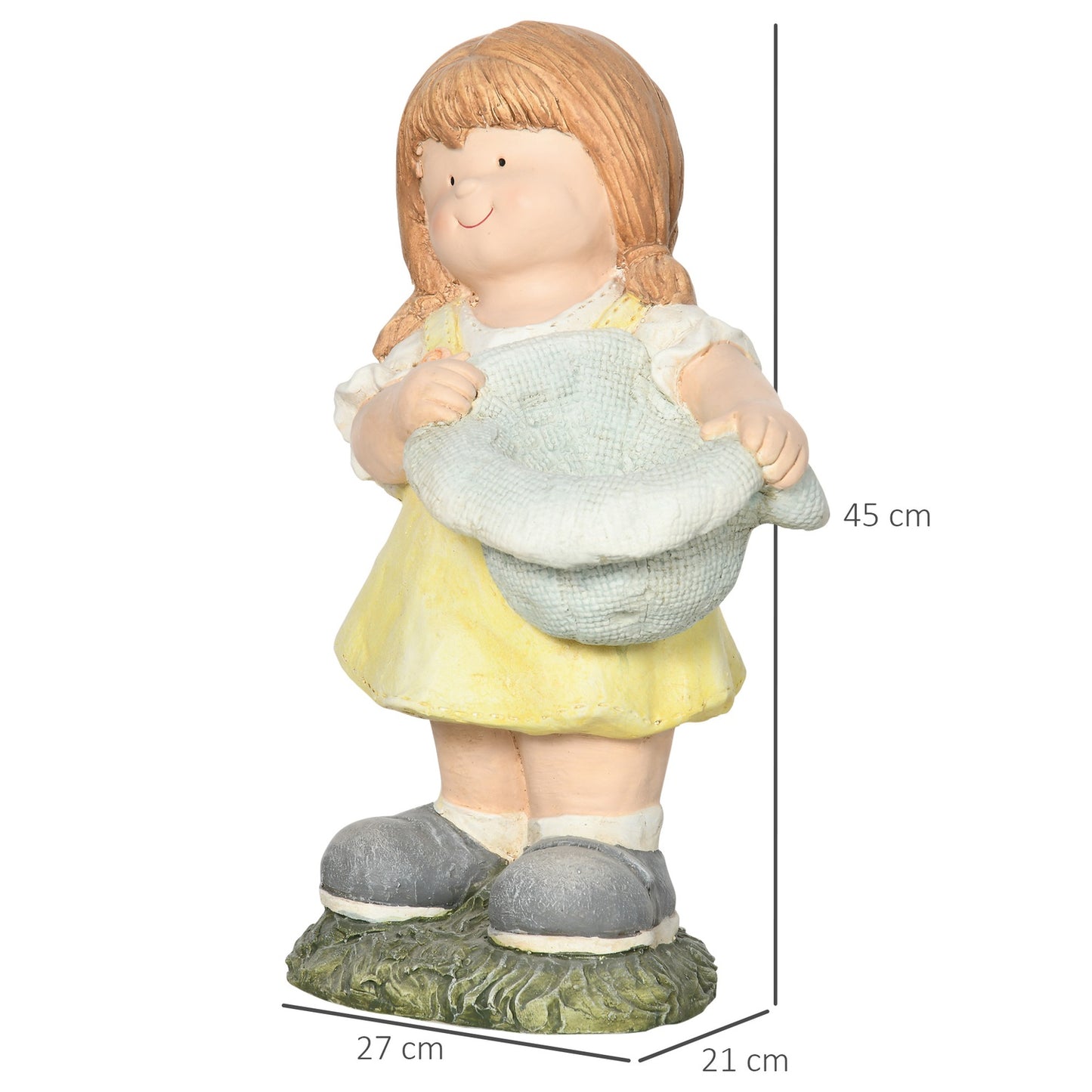 Weatherproof garden statue, 45 cm girl with hat ornament