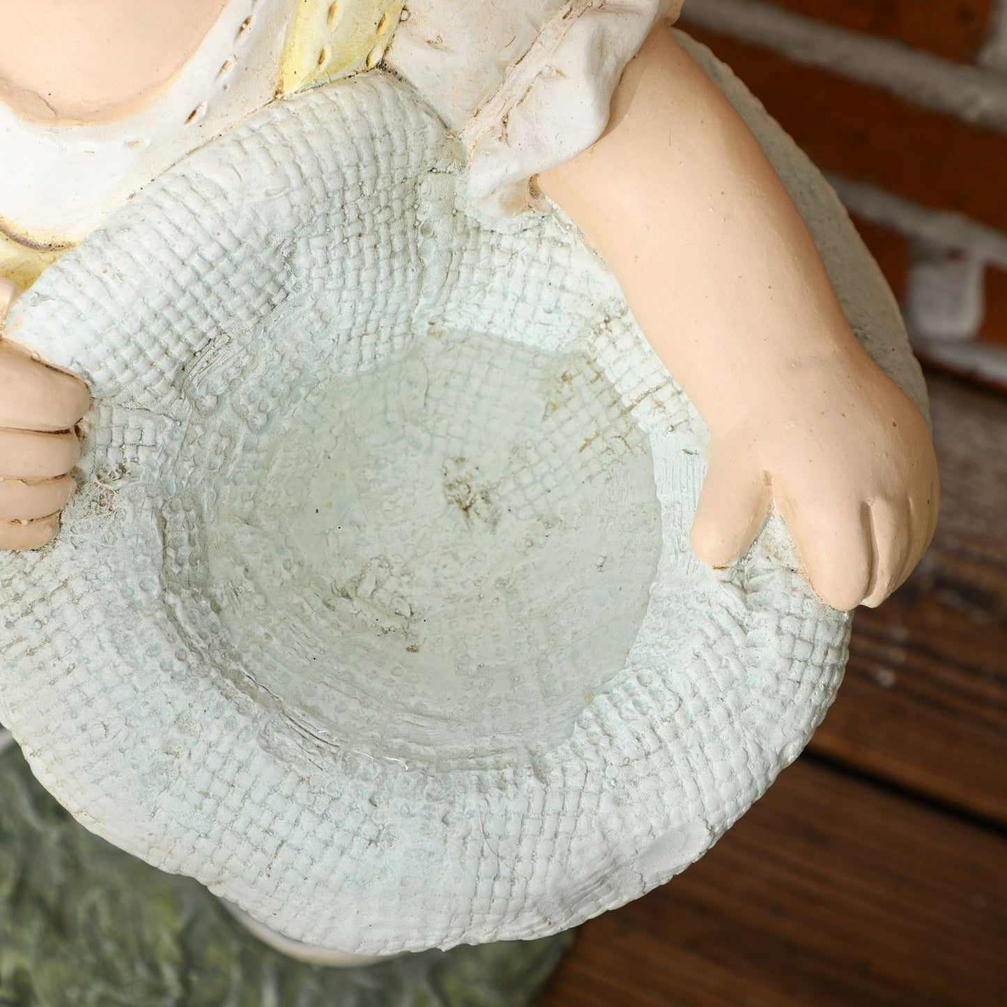 Weatherproof garden statue, 45 cm girl with hat ornament