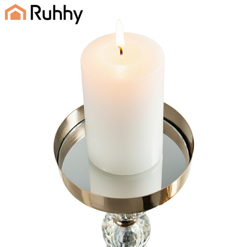 Glass Candle Holder Set of 3 – Gold, Mirror Inserts