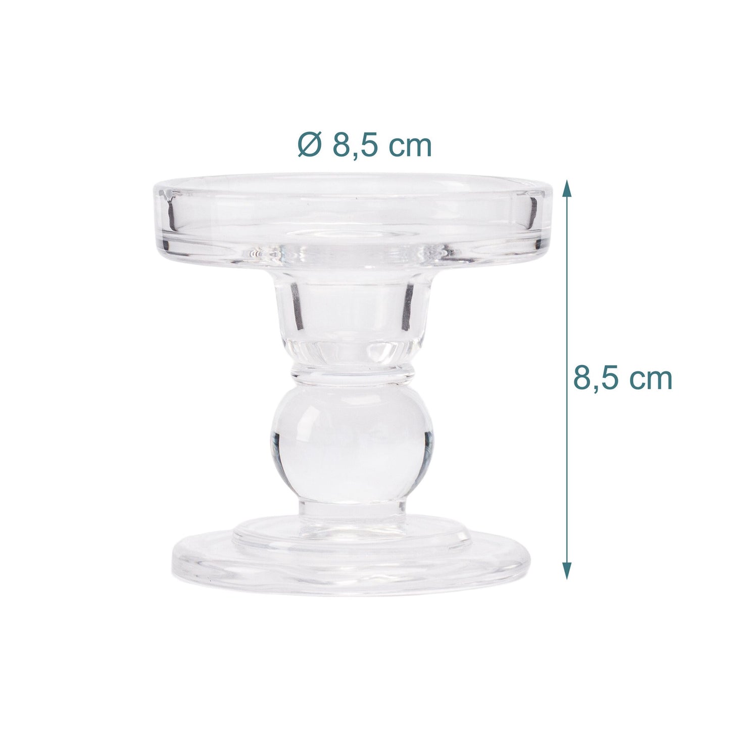 Glass Candle Holders, Set of 2 for Taper & Pillar Candles