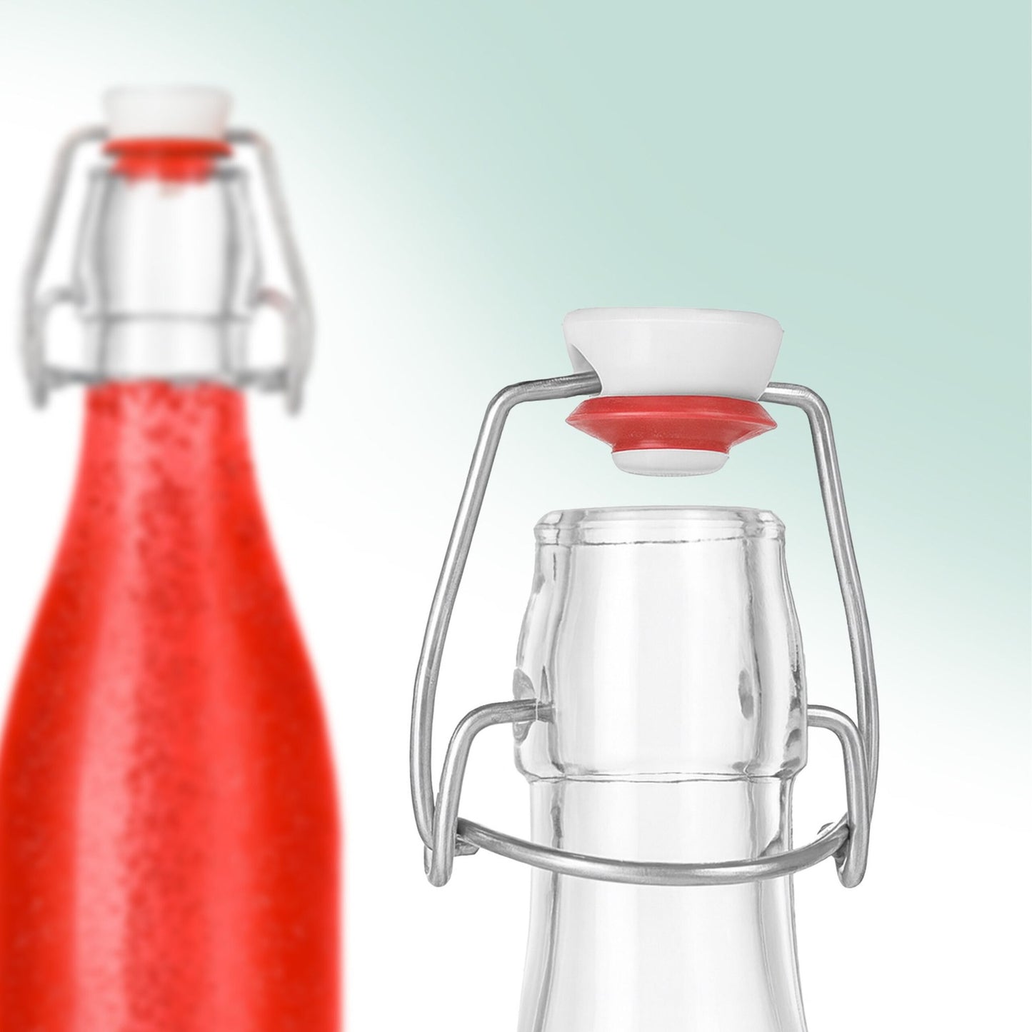 Glass Clip Top Bottles, 6 Pack – Airtight Seal, Labels