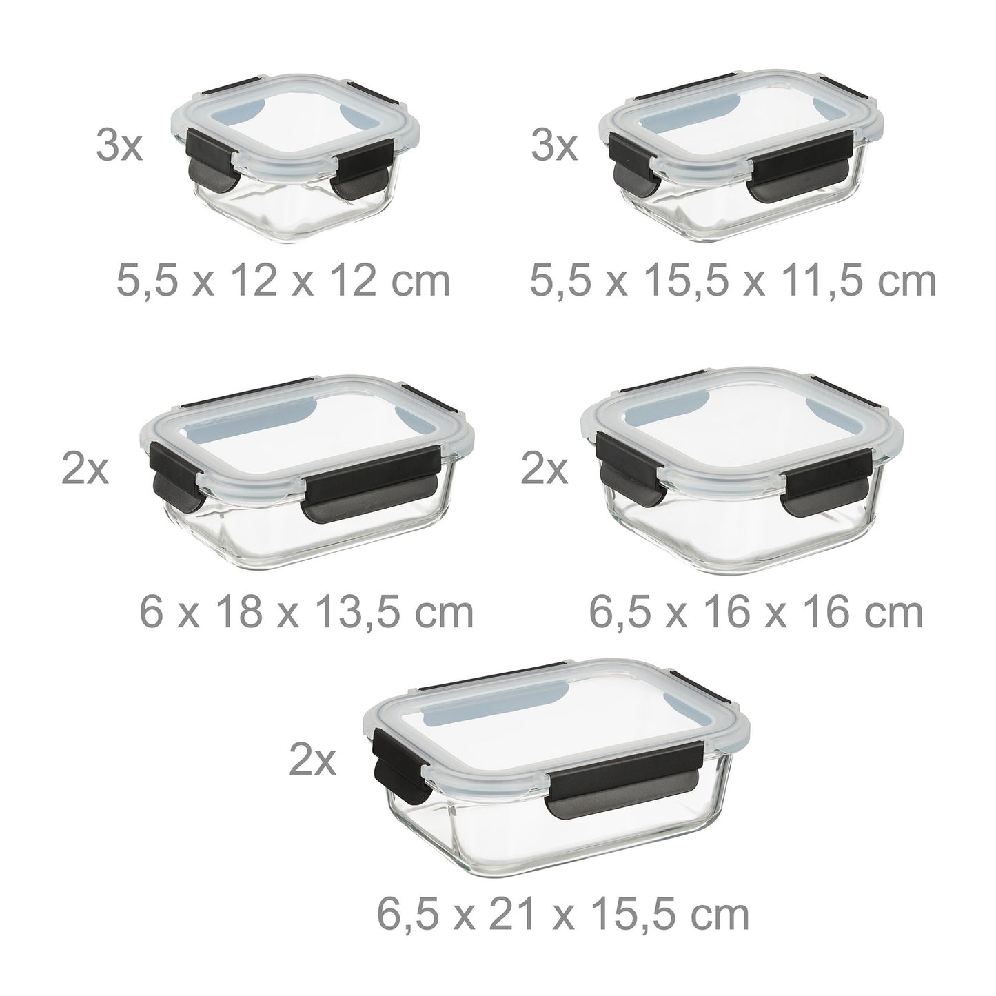 Glass Food Storage Containers with Lids, Set of 12