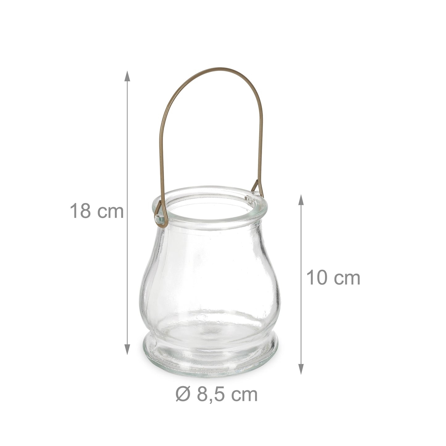 Glass Lanterns Set, 12 Round Silver/Gold Candle Holders