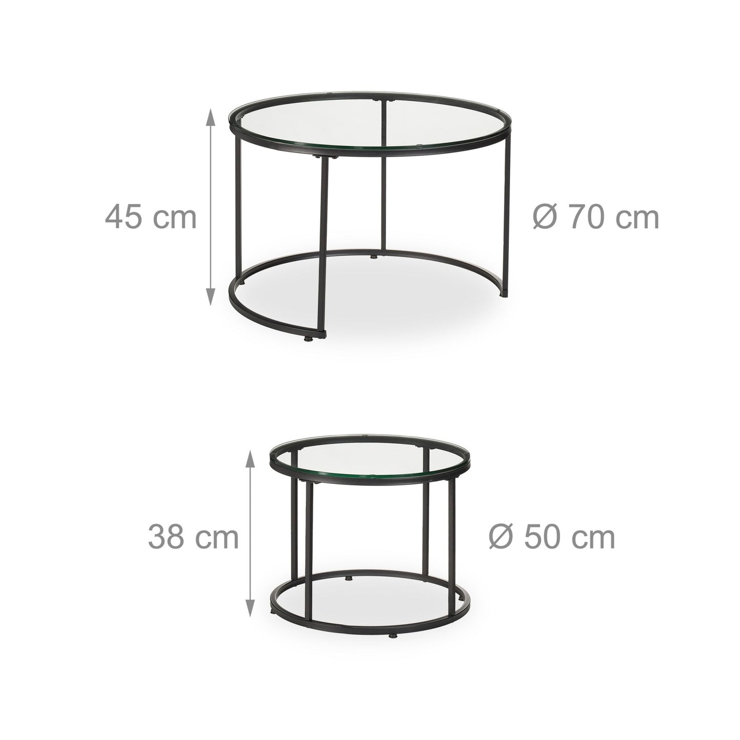 Glass & Metal Nesting Tables, Set of 2 – Living Room