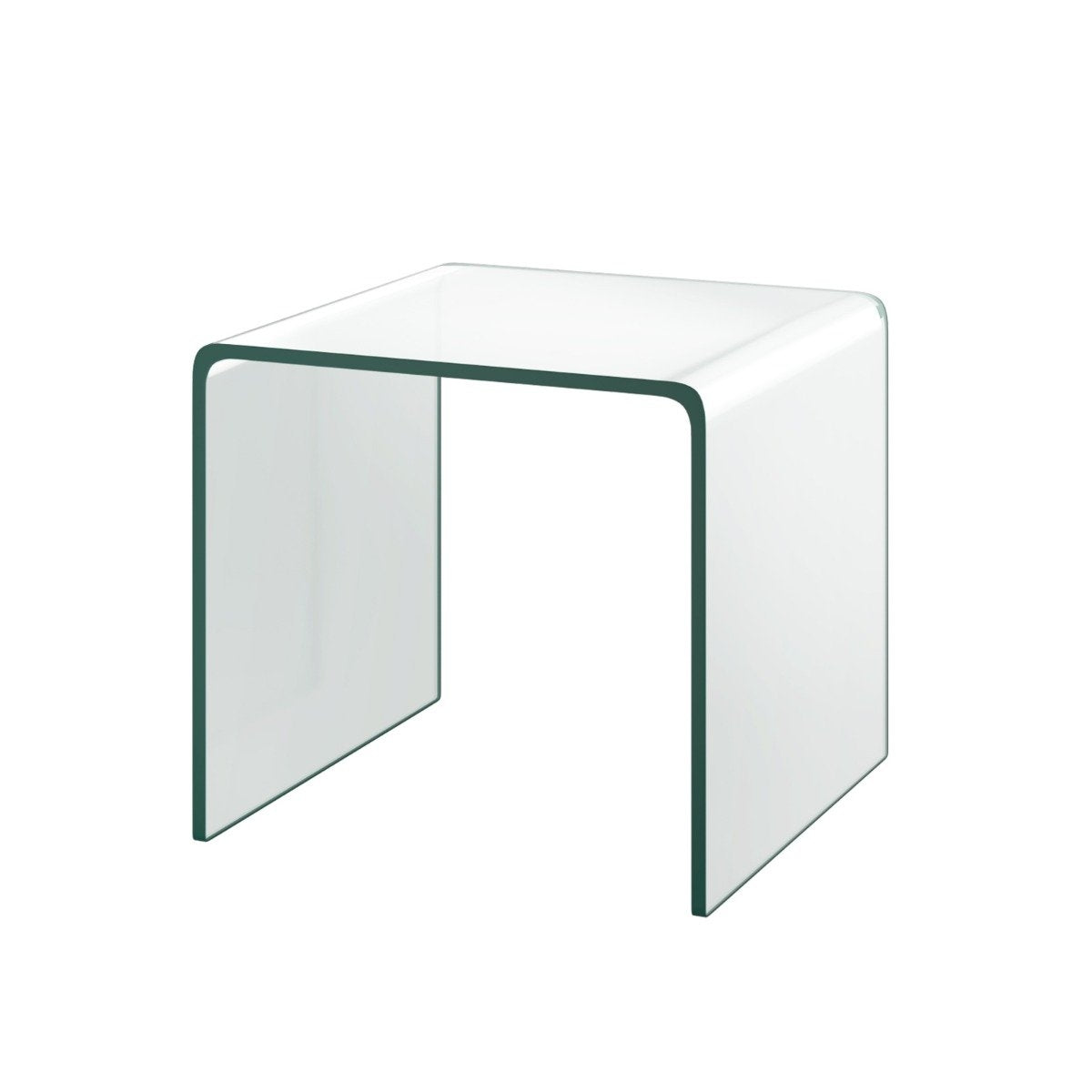 Glass Side Table – U-Shaped, Tempered, 45x45x41 cm
