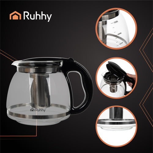 Glass Teapot with Infuser, 2L Capacity