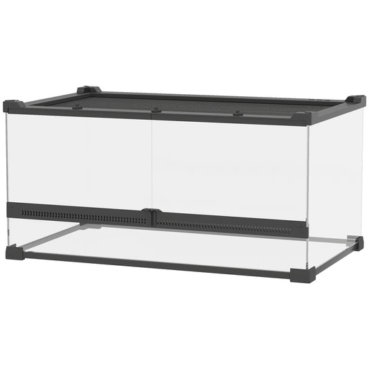 Glass Terrarium for Reptiles, Waterproof Base, Secure Lock