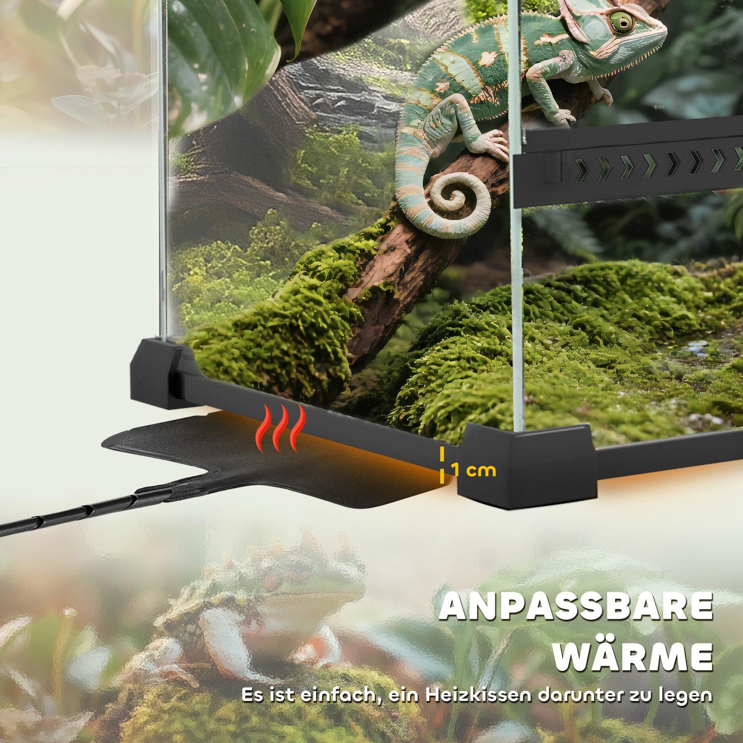 Glass Terrarium for Reptiles, Waterproof Base, Secure Lock