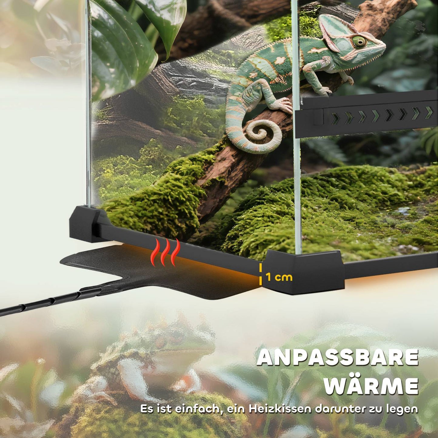 Glass Terrarium for Reptiles, Waterproof Base, Secure Lock