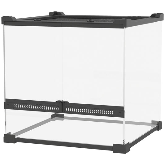 Glass Terrarium for Reptiles, Waterproof Base, Secure Lock