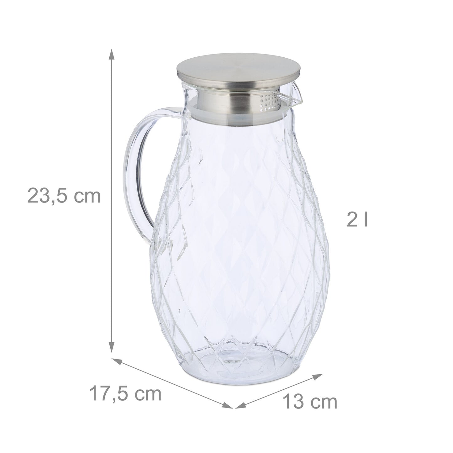 Glass carafe with lid 2 l
