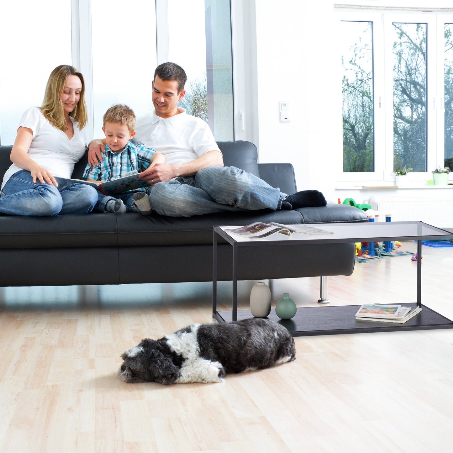 Glass coffee table
