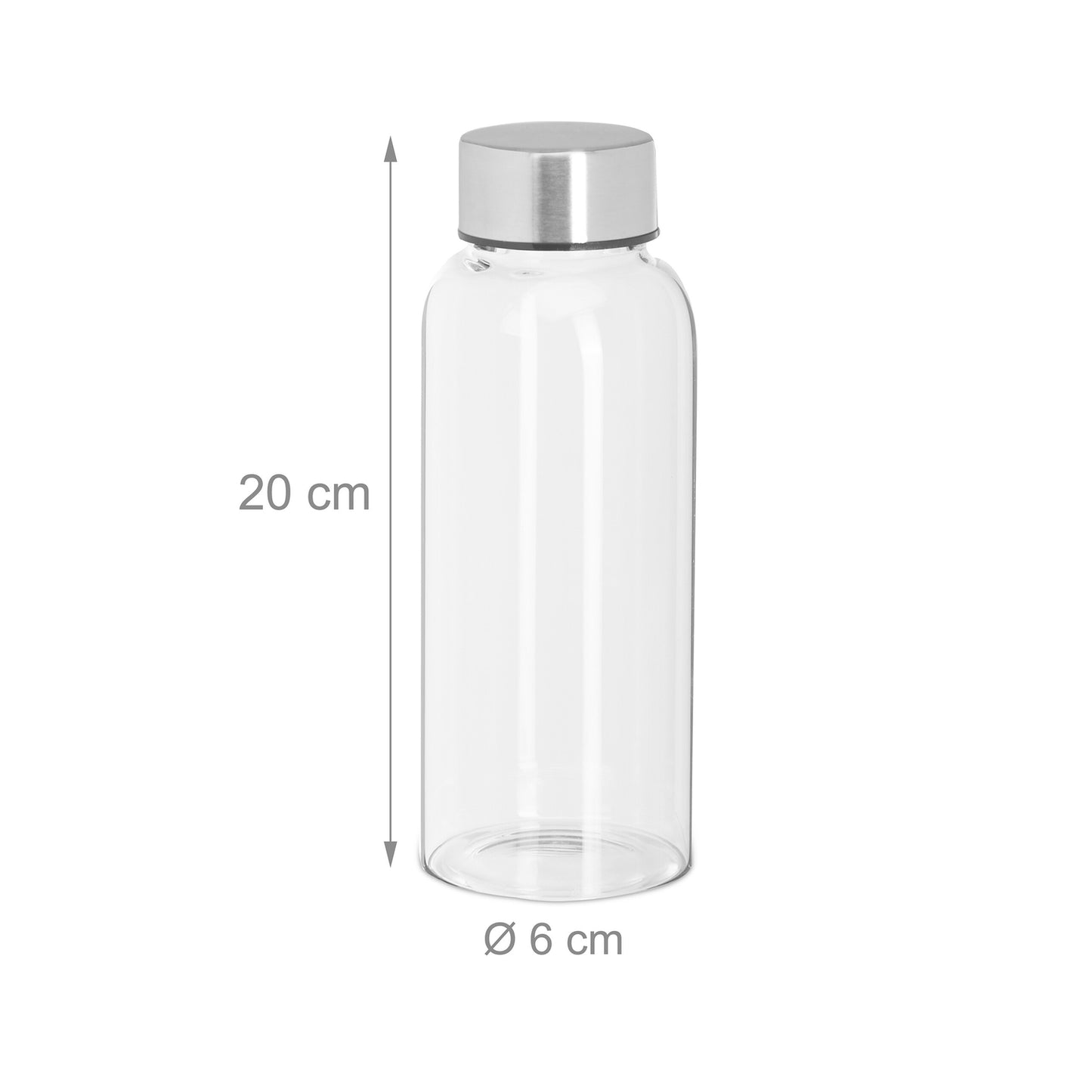 Glass drinking bottle with lid