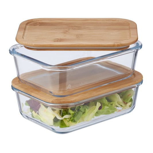 Glass jar with lid set of 2