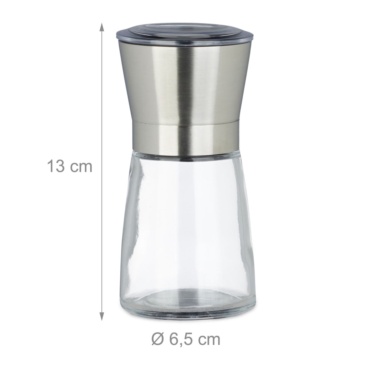 Glass salt and pepper mill