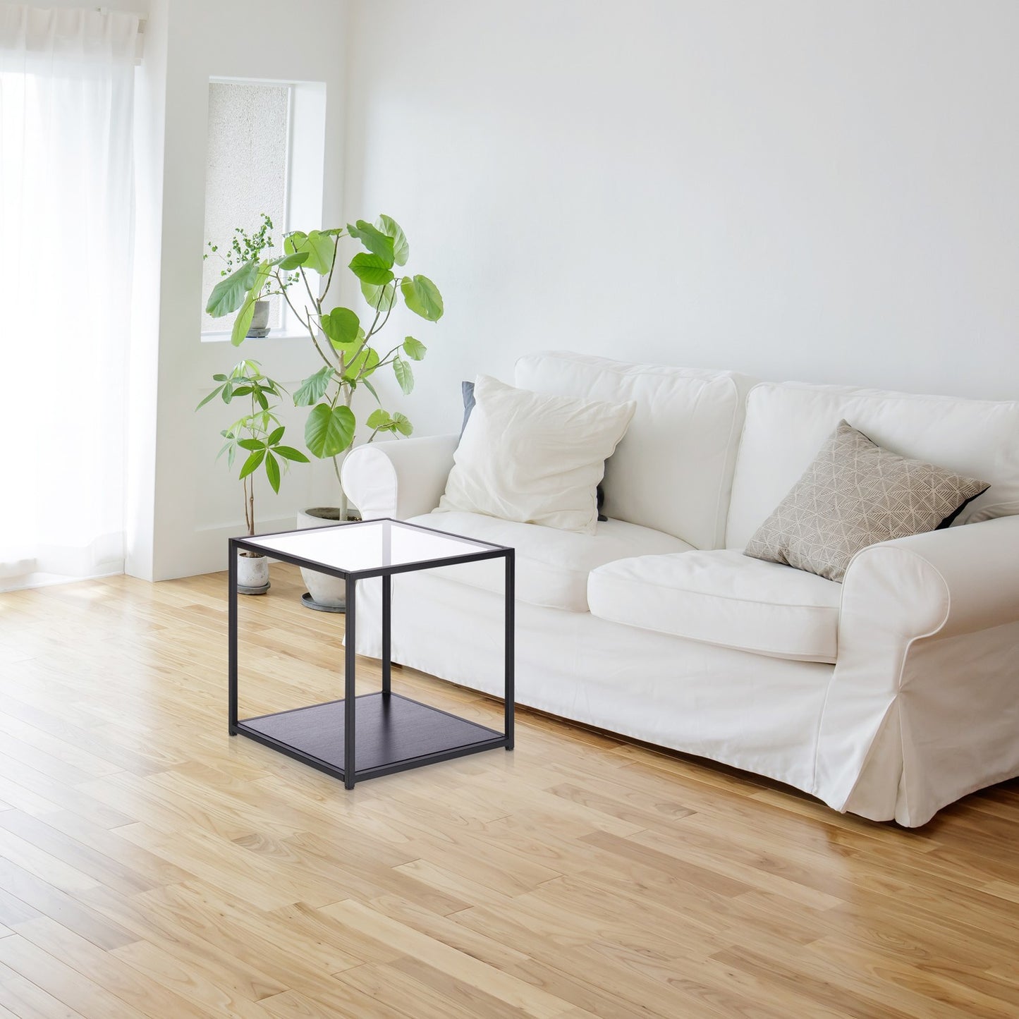 Glass side table with 2 discs