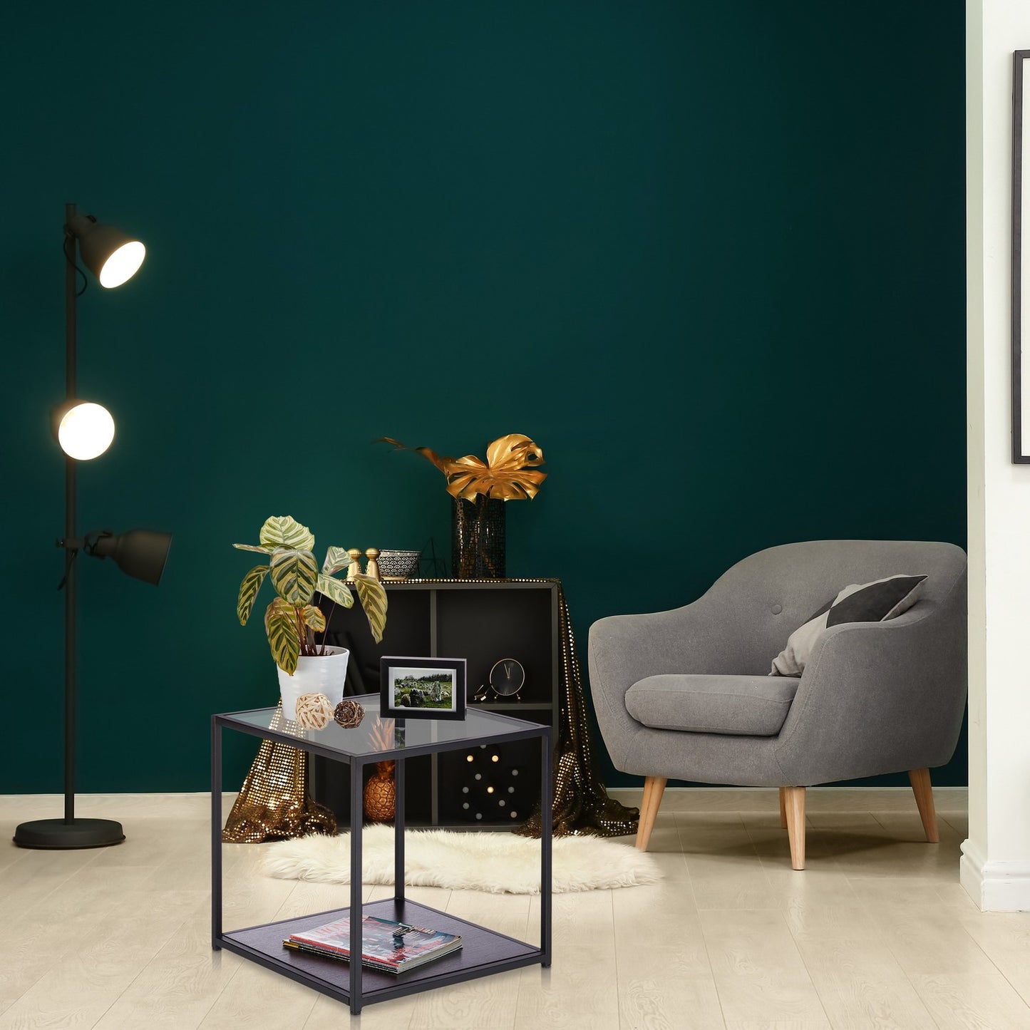 Glass side table with 2 discs