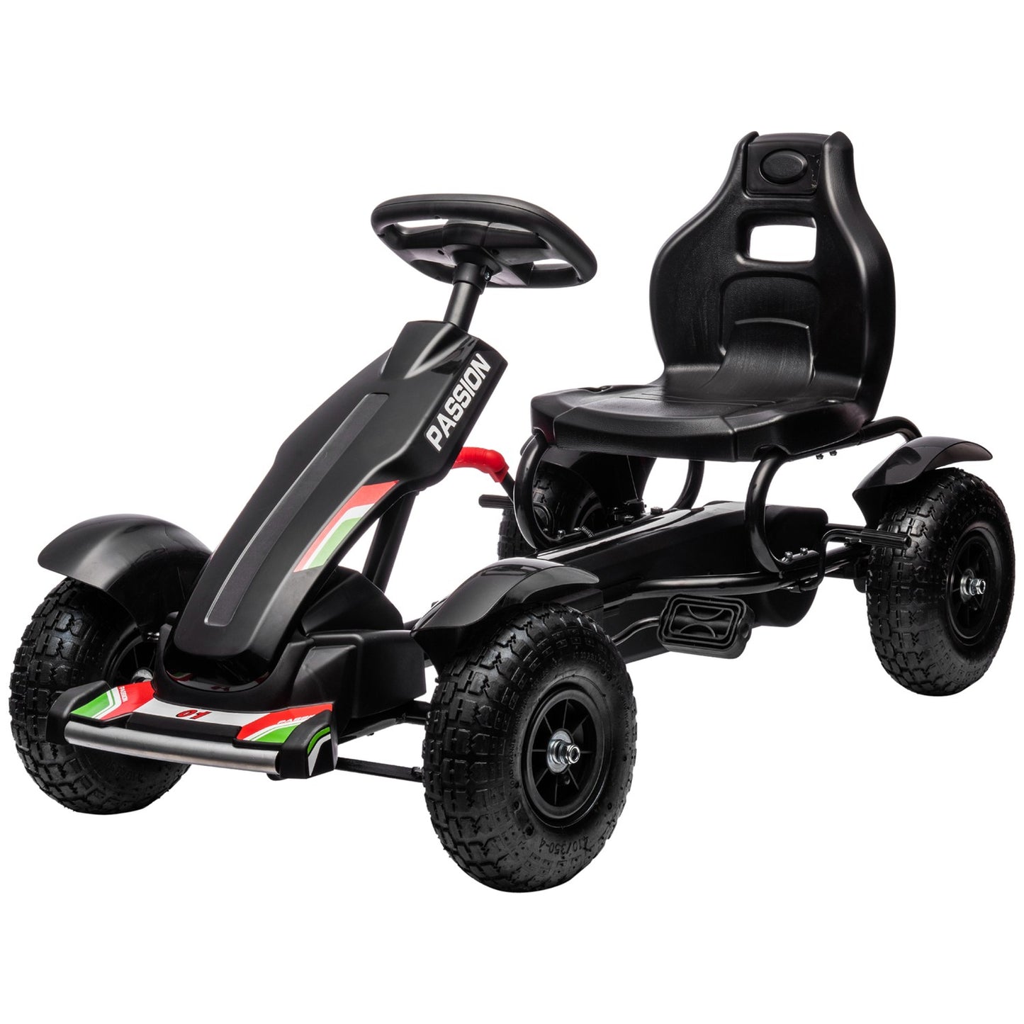 Pedal Go-Kart for Kids with Hand Brakes, Adjustable Seat, Black