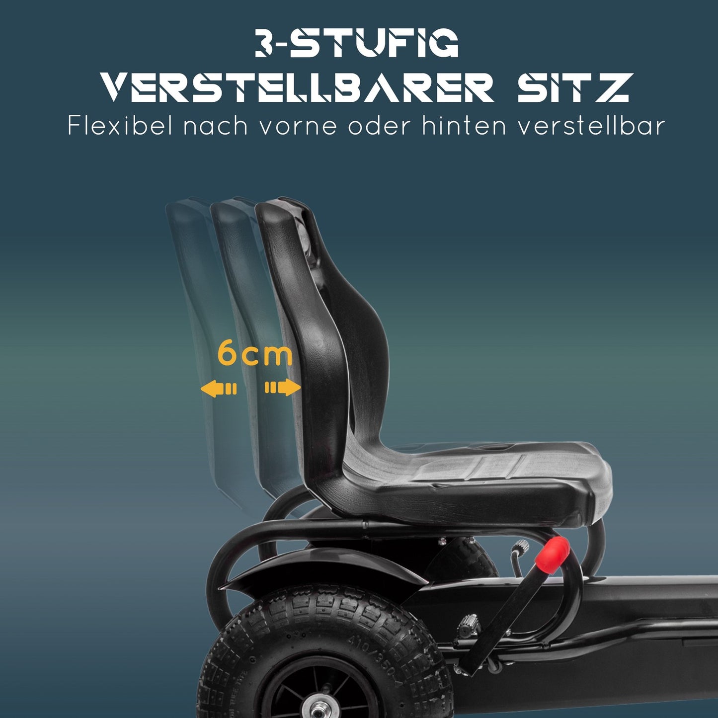 Pedal Go-Kart for Kids with Hand Brakes, Adjustable Seat, Black