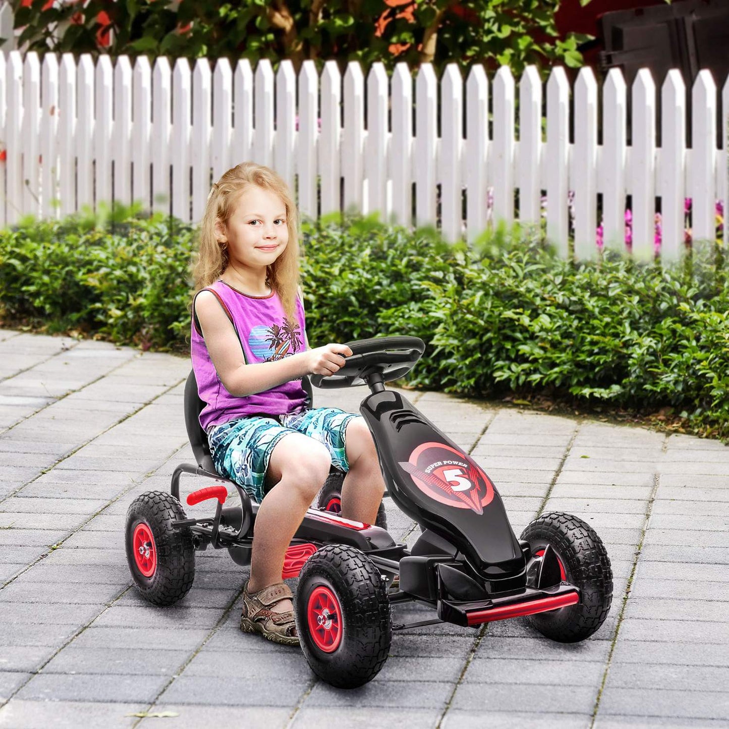 Pedal Go-Kart for children, adjustable seat, rubber tires
