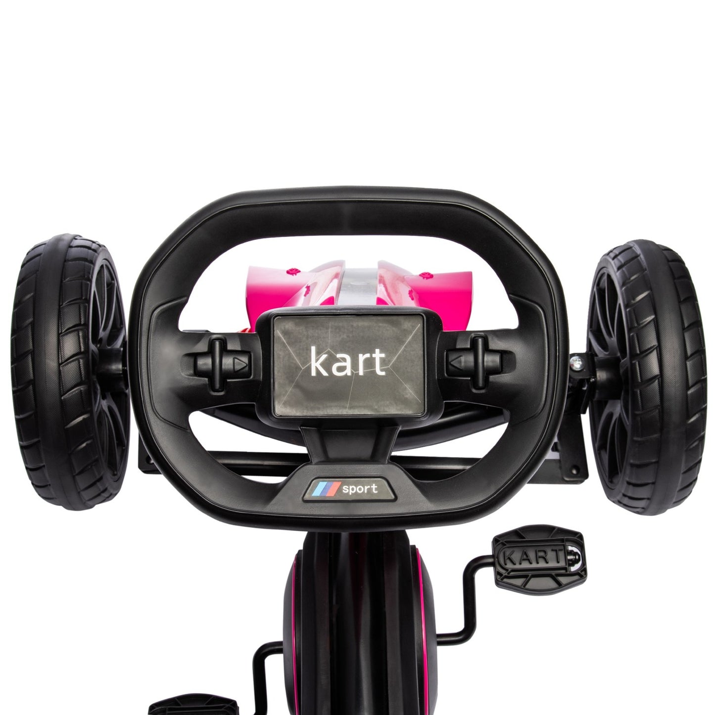 Pink pedal go-kart for children 3-8 years, handbrake & adjustable seat