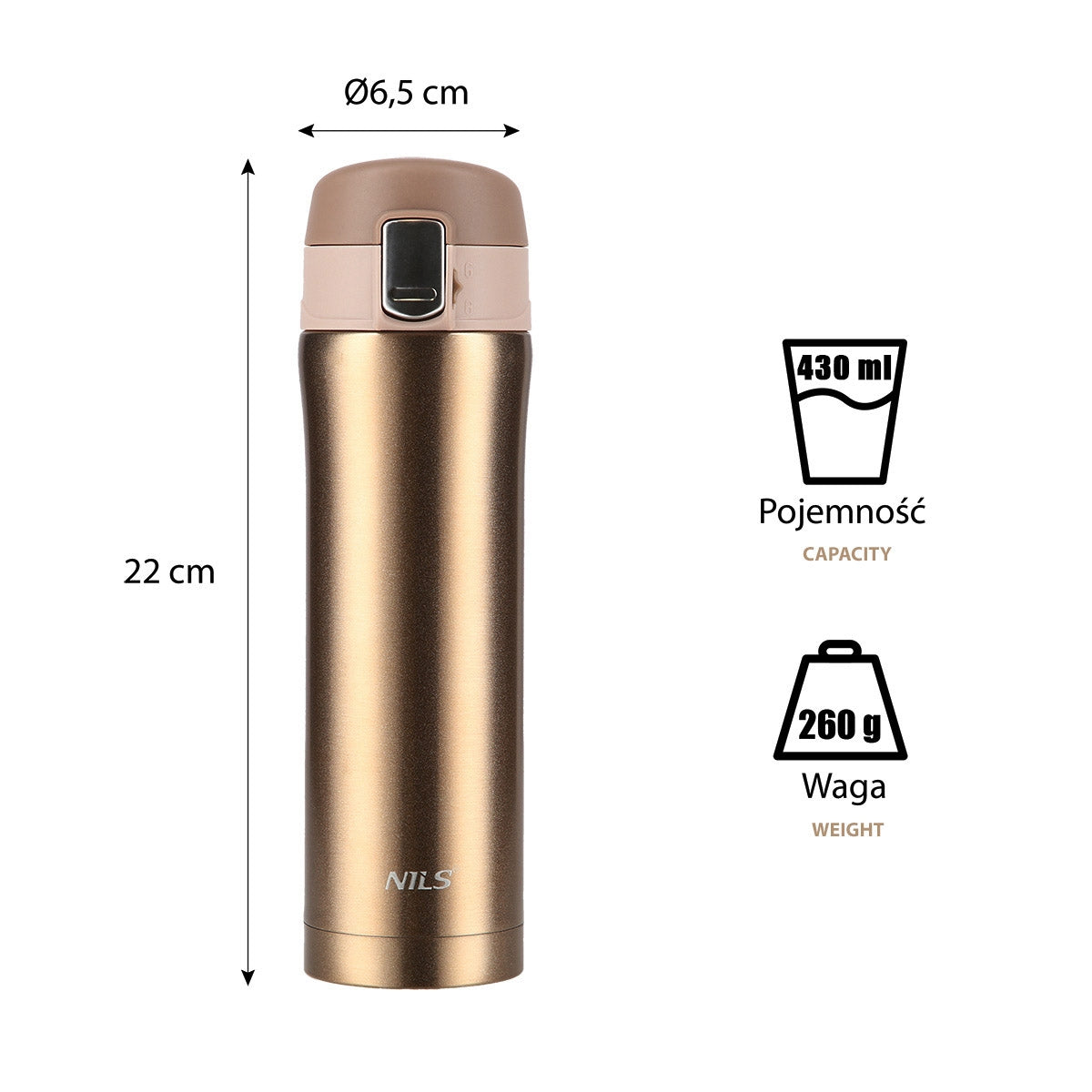 Gold Thermal Cup – Insulated, 10 oz