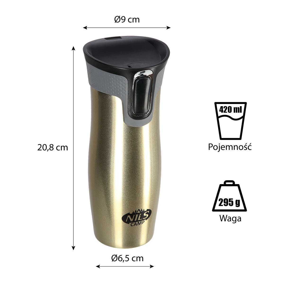 Gold Thermal Cup, Insulated, 350ml