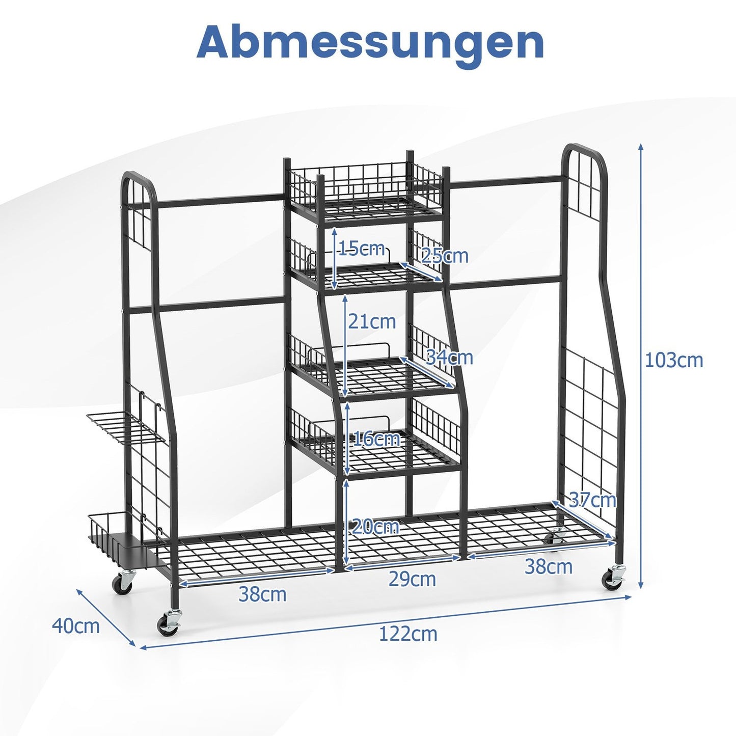 Golf Bag Organizer Rack with Wheels for 2 Bags, Black