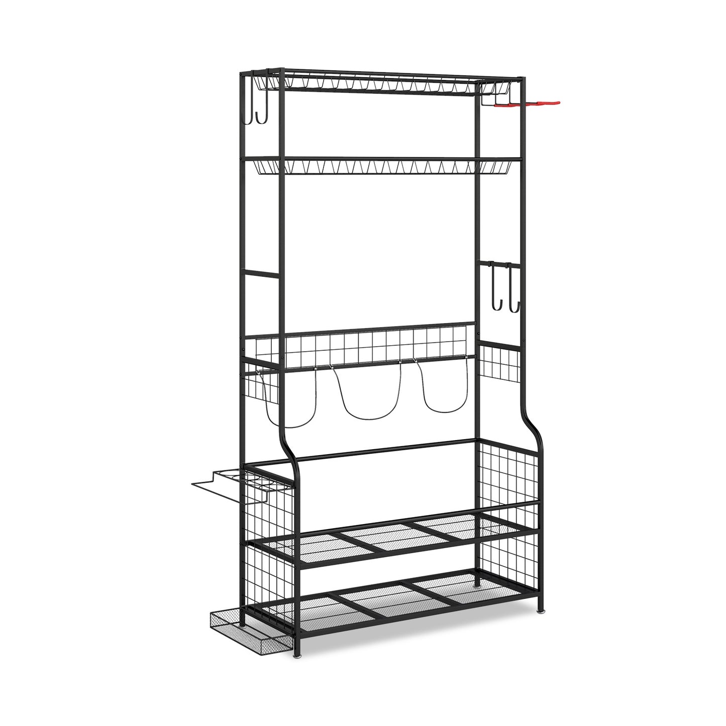 Golf Bag Organizer with Wheels, Hooks, and Baskets