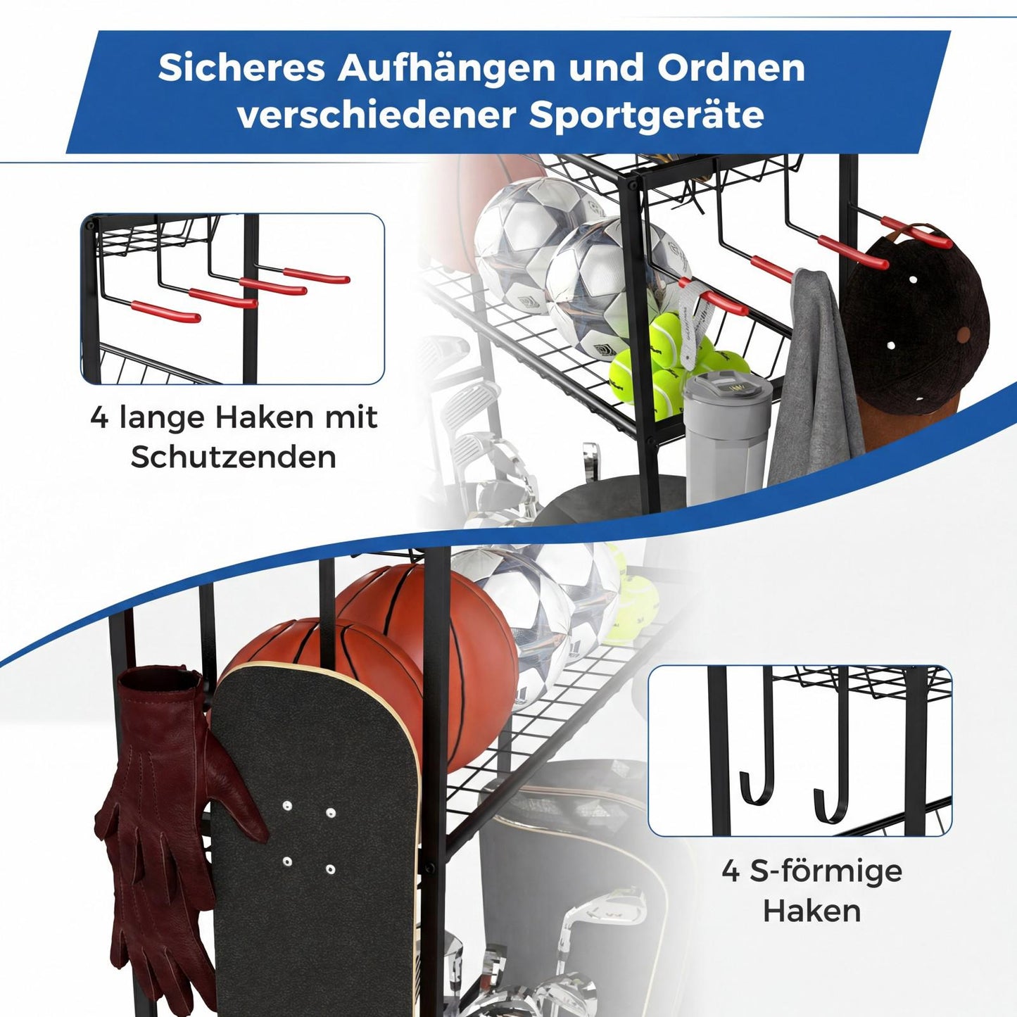 Golf Bag Organizer with Wheels, Hooks, and Baskets
