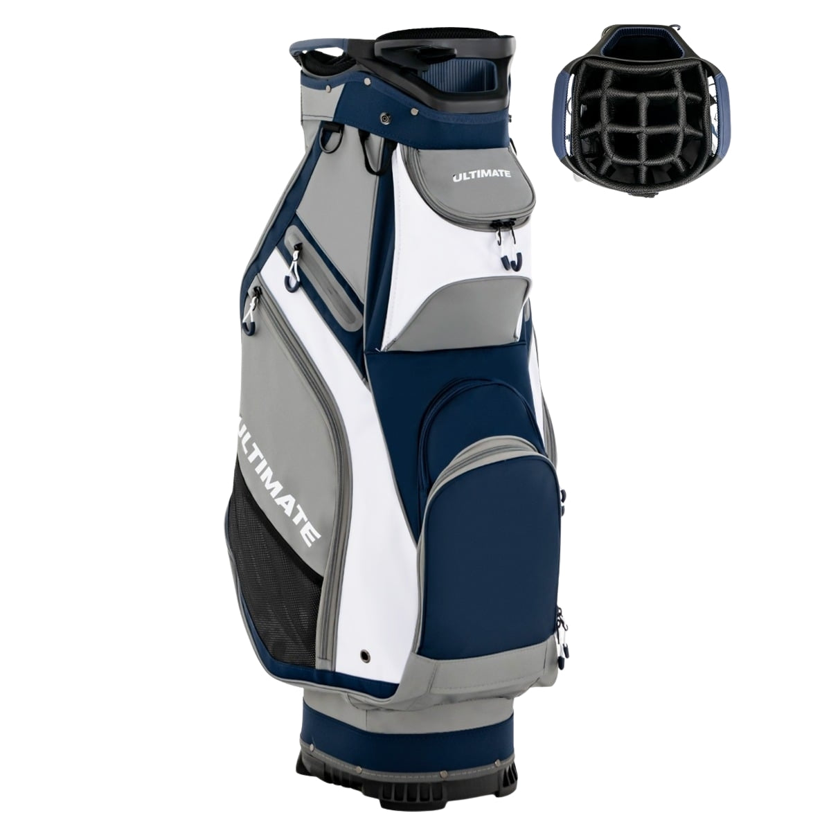 Golf Bag with 14 Full-Length Dividers, Navy/Grey
